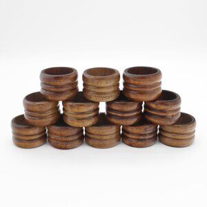 Vintage Set of 12 Wooden Napkin Rings